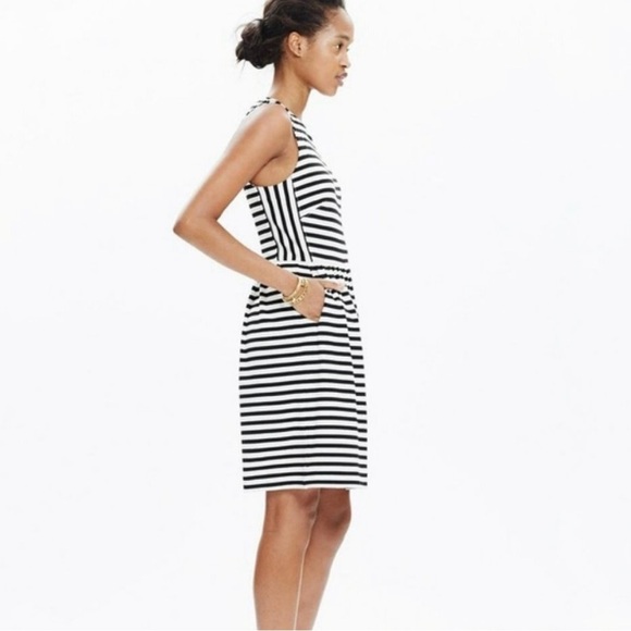 Madewell Dresses & Skirts - Madewell Black & White Striped Afternoon Fit And Flare Sleeveless Mini Dress XXS